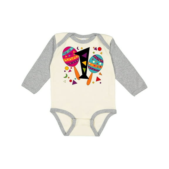 Inktastic First Birthday Cinco de Mayo- Maracas Boys or Girls Long Sleeve Baby Bodysuit