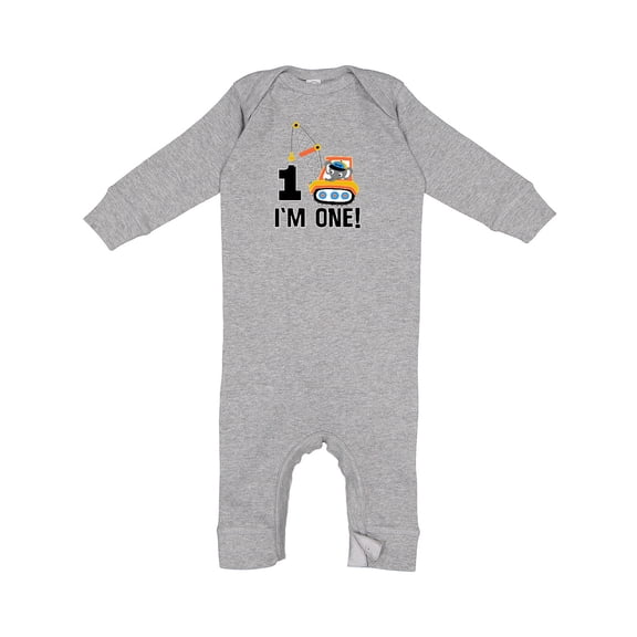 Inktastic First Birthday Construction Truck 1 Year Old Baby Romper Coveralls
