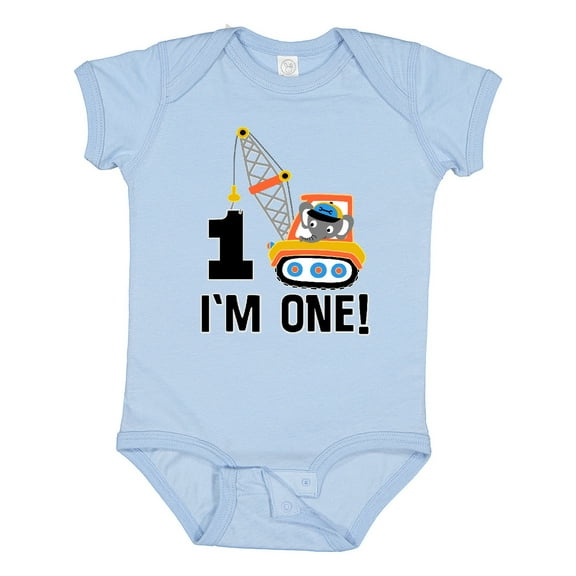 Inktastic First Birthday Construction Truck 1 Year Old Boys Baby Bodysuit