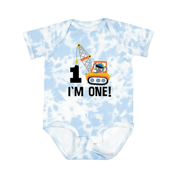 Inktastic First Birthday Construction Truck 1 Year Old Boys Baby Bodysuit
