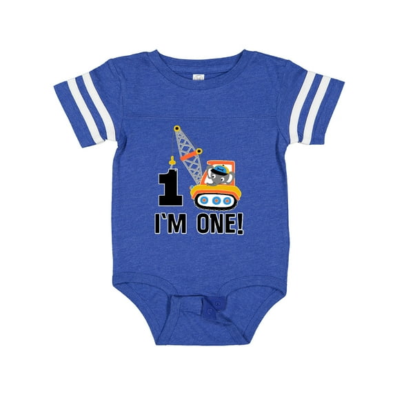 Inktastic First Birthday Construction Truck 1 Year Old Boys Baby Bodysuit