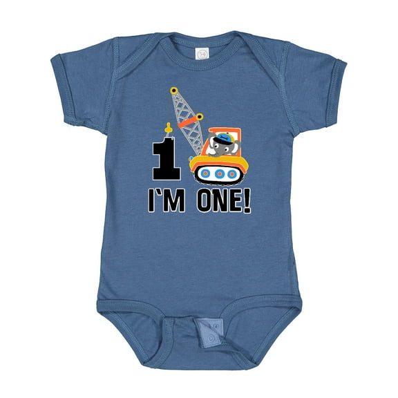 Inktastic First Birthday Construction Truck 1 Year Old Boys Baby Bodysuit