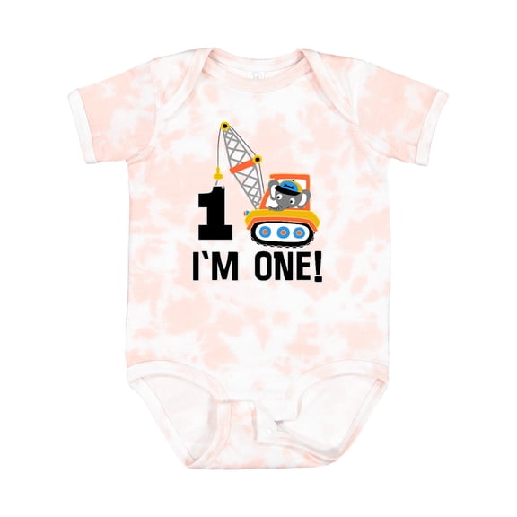 Inktastic First Birthday Construction Truck 1 Year Old Boys Baby Bodysuit