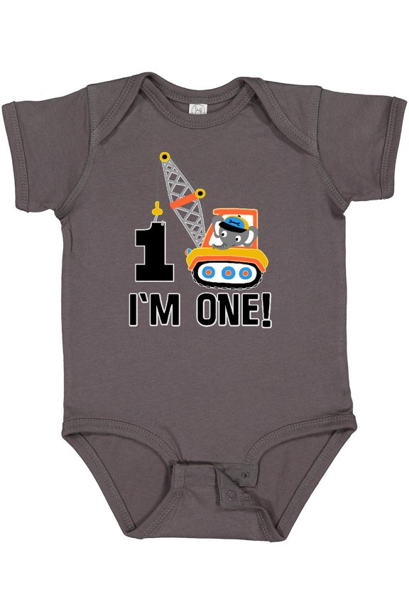 First Birthday Construction Truck 1 Year Old Boys Baby Bodysuit