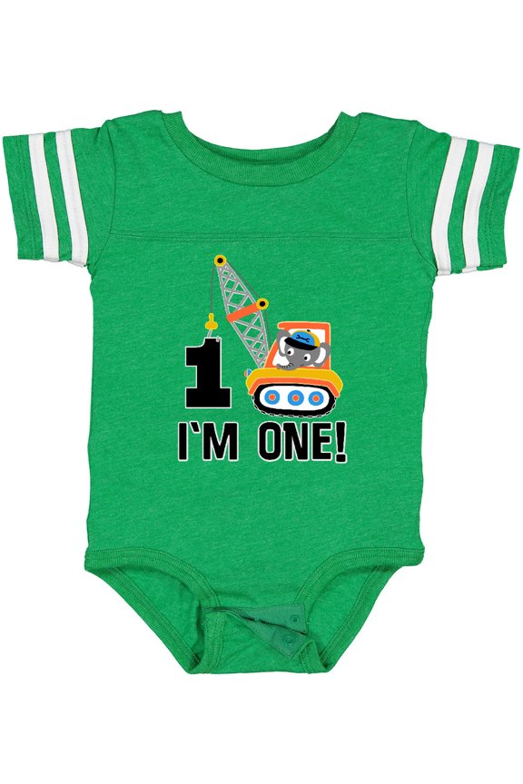 First Birthday Construction Truck 1 Year Old Boys Baby Bodysuit
