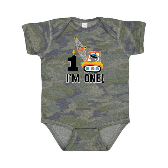 Inktastic First Birthday Construction Truck 1 Year Old Boys Baby Bodysuit