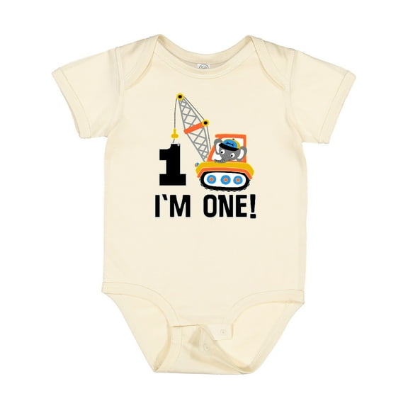 Inktastic First Birthday Construction Truck 1 Year Old Boys Baby Bodysuit
