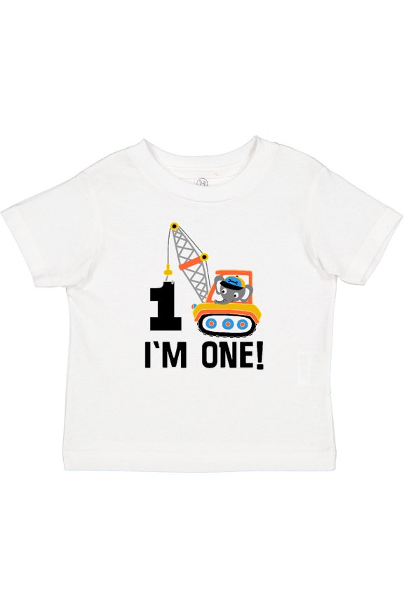 First Birthday Construction Truck 1 Year Old Boys Baby T-Shirt
