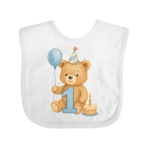Inktastic First Birthday Cute Teddy Bear with Balloon Boys or Girls Baby Bib