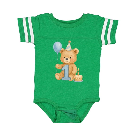 Inktastic First Birthday Cute Teddy Bear with Balloon Boys or Girls Baby Bodysuit