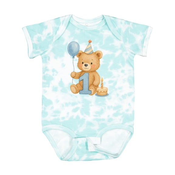 Inktastic First Birthday Cute Teddy Bear with Balloon Boys or Girls Baby Bodysuit