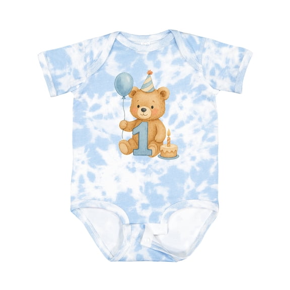 Inktastic First Birthday Cute Teddy Bear with Balloon Boys or Girls Baby Bodysuit