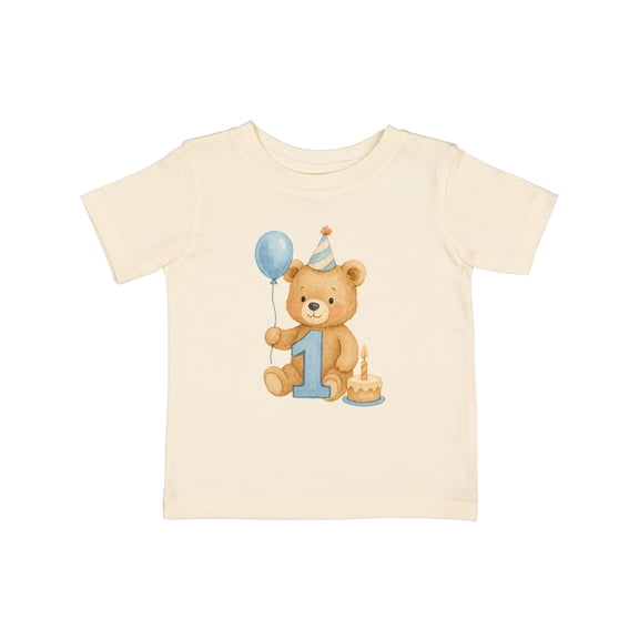 Inktastic First Birthday Cute Teddy Bear with Balloon Boys or Girls Baby T-Shirt