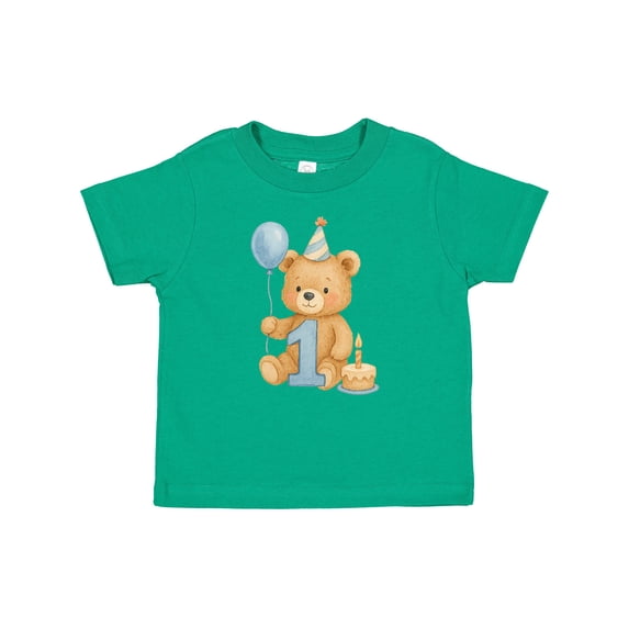 Inktastic First Birthday Cute Teddy Bear with Balloon Boys or Girls Baby T-Shirt