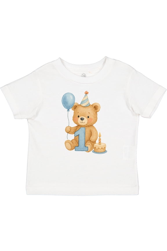 First Birthday Cute Teddy Bear with Balloon Boys or Girls Baby T-Shirt
