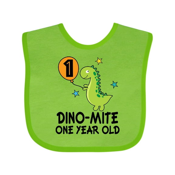 Inktastic First Birthday Dinosaur Funny Dinomite 1 Year Old Boys Baby Bib