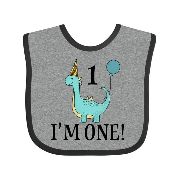 Inktastic First Birthday Dinosaur Party 1 Year Old Boys or Girls Baby Bib