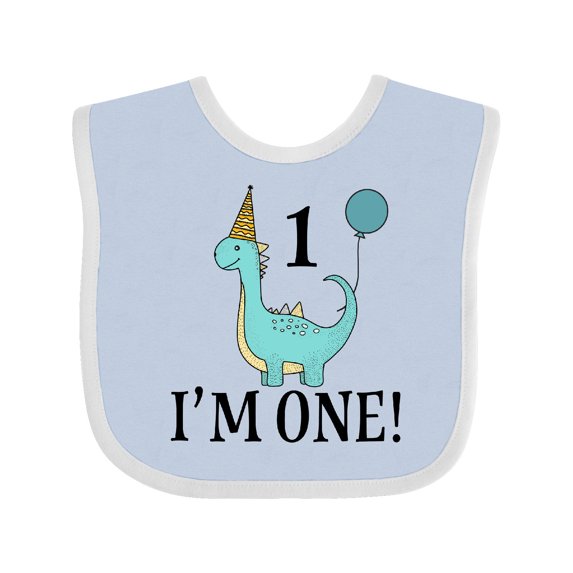 Inktastic First Birthday Dinosaur Party 1 Year Old Boys or Girls Baby Bib