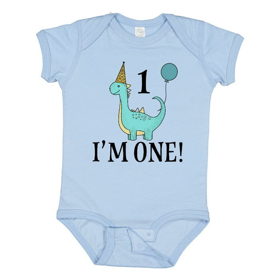 Inktastic First Birthday Dinosaur Party 1 Year Old Boys or Girls Baby Bodysuit