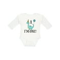 thumbnail image 1 of Inktastic First Birthday Dinosaur Party 1 Year Old Boys or Girls Long Sleeve Baby Bodysuit, 1 of 5
