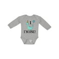 thumbnail image 1 of Inktastic First Birthday Dinosaur Party 1 Year Old Boys or Girls Long Sleeve Baby Bodysuit, 1 of 5