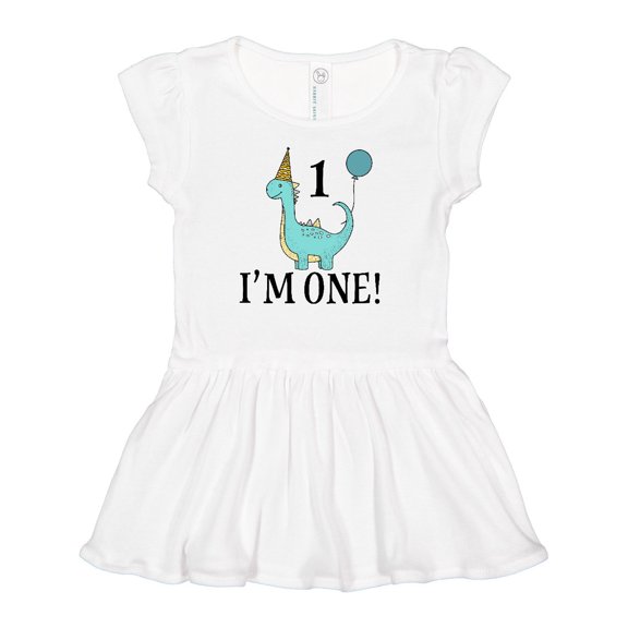 Inktastic First Birthday Dinosaur Party 1 Year Old Girls Baby Dress