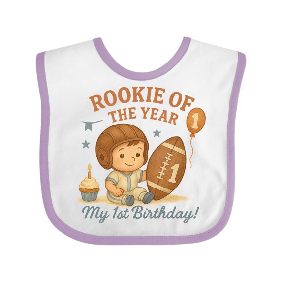 Inktastic First Birthday Football Rookie Boys Baby Bib