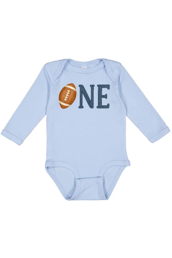 First Birthday Football Theme Boys or Girls Long Sleeve Baby Bodysuit