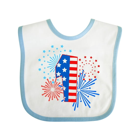 Inktastic First Birthday- Fourth of July Fireworks Boys or Girls Baby Bib