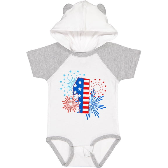 Inktastic First Birthday- Fourth of July Fireworks Boys or Girls Baby Bodysuit