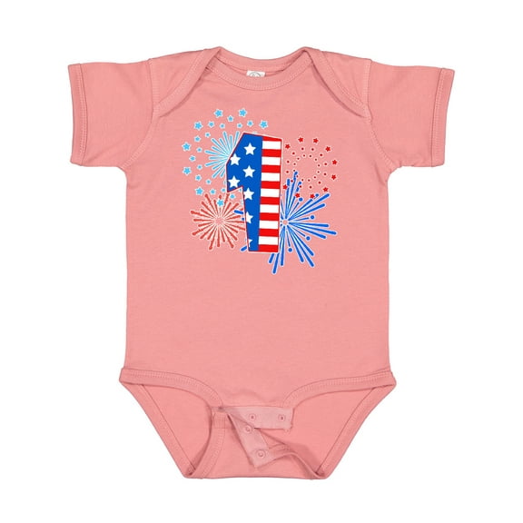 Inktastic First Birthday- Fourth of July Fireworks Boys or Girls Baby Bodysuit