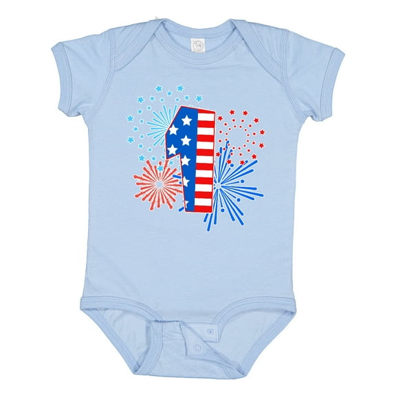 Inktastic First Birthday- Fourth of July Fireworks Boys or Girls Baby Bodysuit