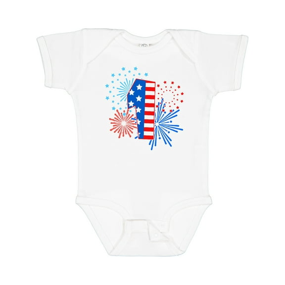 Inktastic First Birthday- Fourth of July Fireworks Boys or Girls Baby Bodysuit