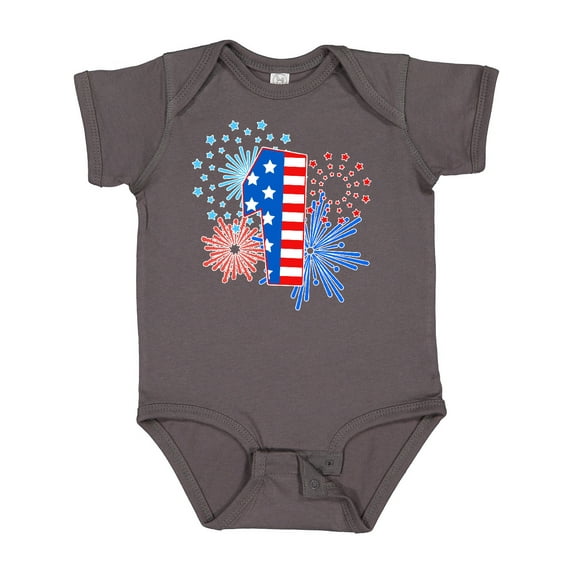 Inktastic First Birthday- Fourth of July Fireworks Boys or Girls Baby Bodysuit