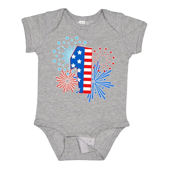 Inktastic First Birthday- Fourth of July Fireworks Boys or Girls Baby Bodysuit