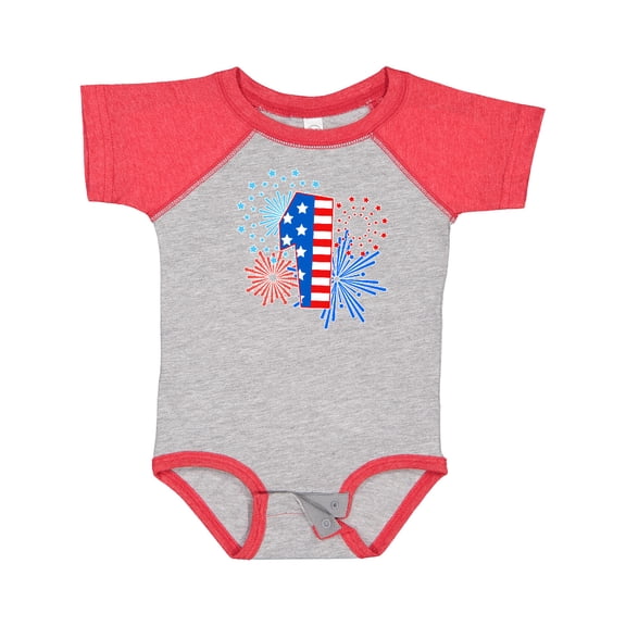 Inktastic First Birthday- Fourth of July Fireworks Boys or Girls Baby Bodysuit