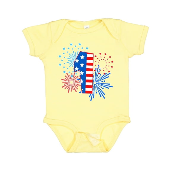 Inktastic First Birthday- Fourth of July Fireworks Boys or Girls Baby Bodysuit