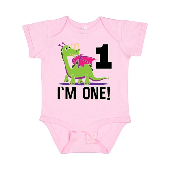 Inktastic First Birthday Girl Dragon Girls Baby Bodysuit