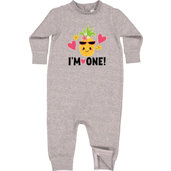 Inktastic First Birthday Hawaiian Pineapple Baby Fleece Romper