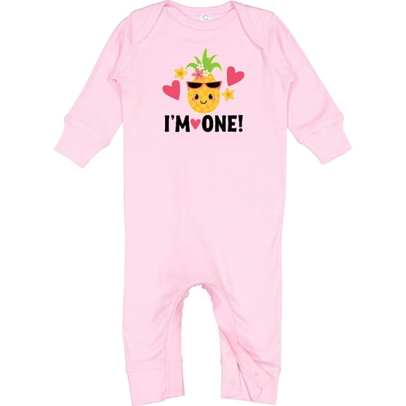 Inktastic First Birthday Hawaiian Pineapple Baby Romper Coveralls
