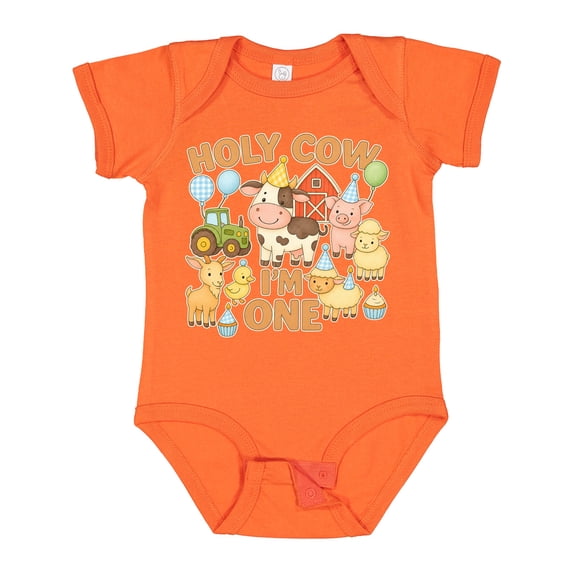 Inktastic First Birthday Holy Cow Boys or Girls Baby Bodysuit