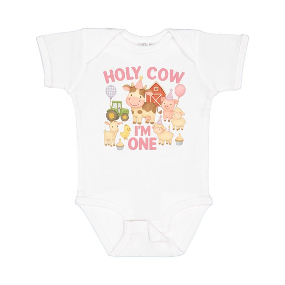 Inktastic First Birthday Holy Cow Boys or Girls Baby Bodysuit