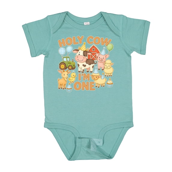 Inktastic First Birthday Holy Cow Boys or Girls Baby Bodysuit