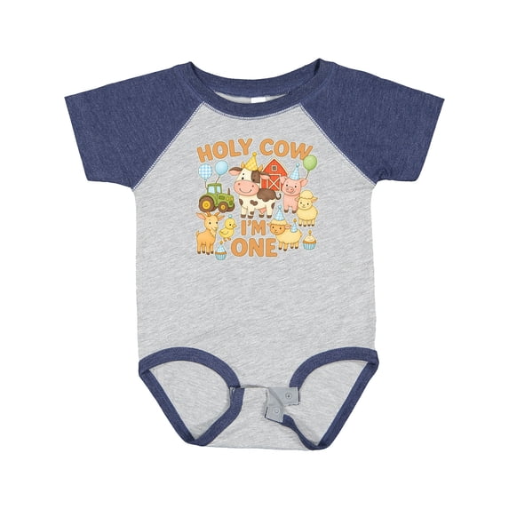 Inktastic First Birthday Holy Cow Boys or Girls Baby Bodysuit