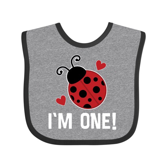 Inktastic First Birthday Ladybug 1 Year Old Girls Baby Bib