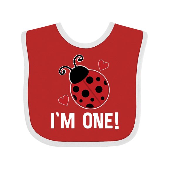 Inktastic First Birthday Ladybug 1 Year Old Girls Baby Bib