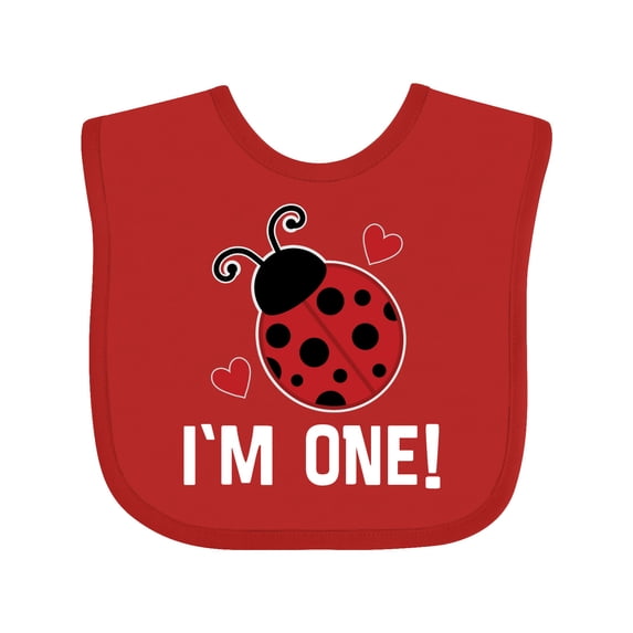 Inktastic First Birthday Ladybug 1 Year Old Girls Baby Bib