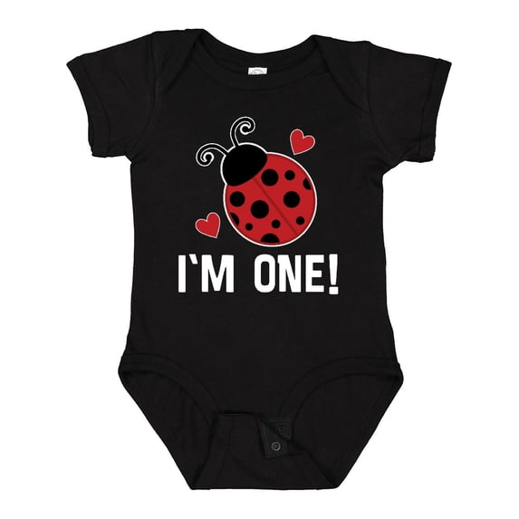 Inktastic First Birthday Ladybug 1 Year Old Girls Baby Bodysuit