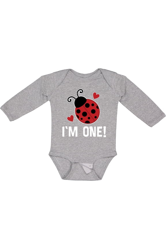 First Birthday Ladybug 1 Year Old Girls Long Sleeve Baby Bodysuit