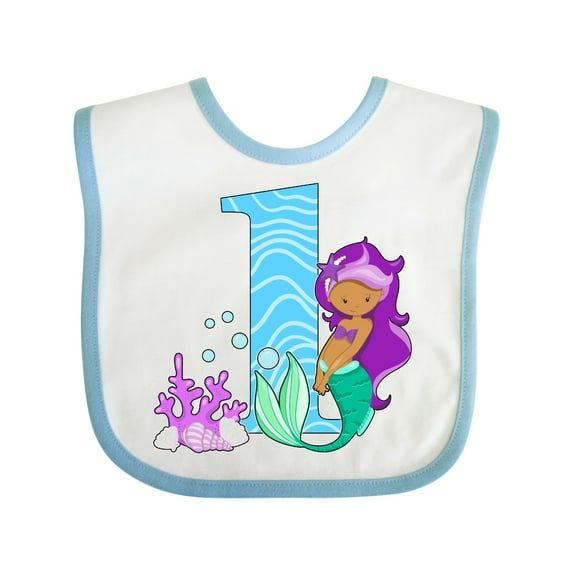 Inktastic First Birthday Mermaid Girls Baby Bib